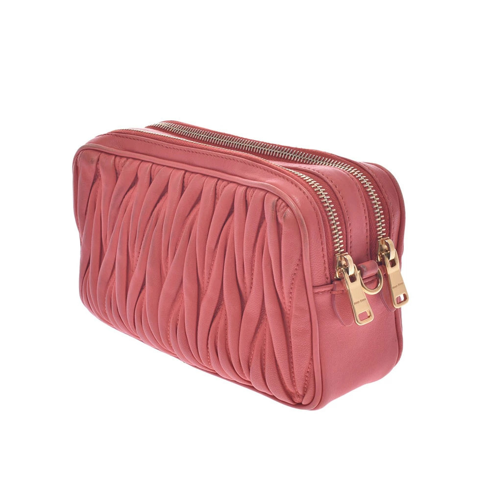 Miu Miu Matelasse Leather Salmon Shoulder Bag Pink
